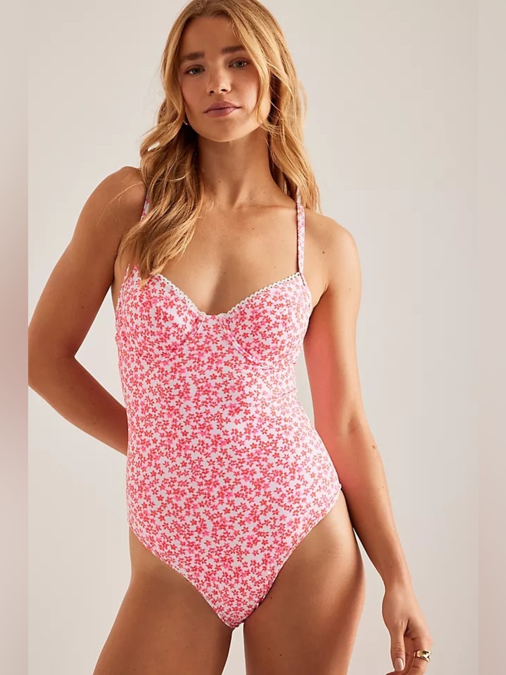 Kulani Kinis Decorative Underwire Cheeky One-Piece Floral size Large